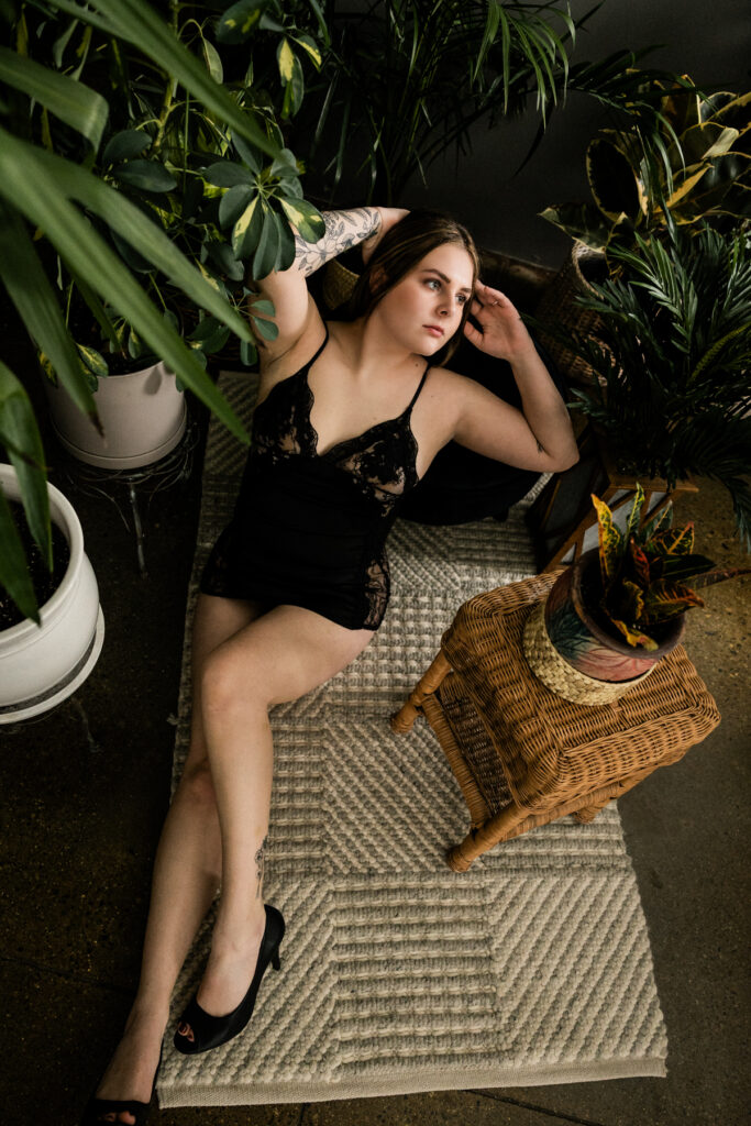 boudoir image with plants