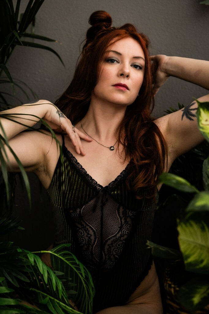 boudoir image with plants