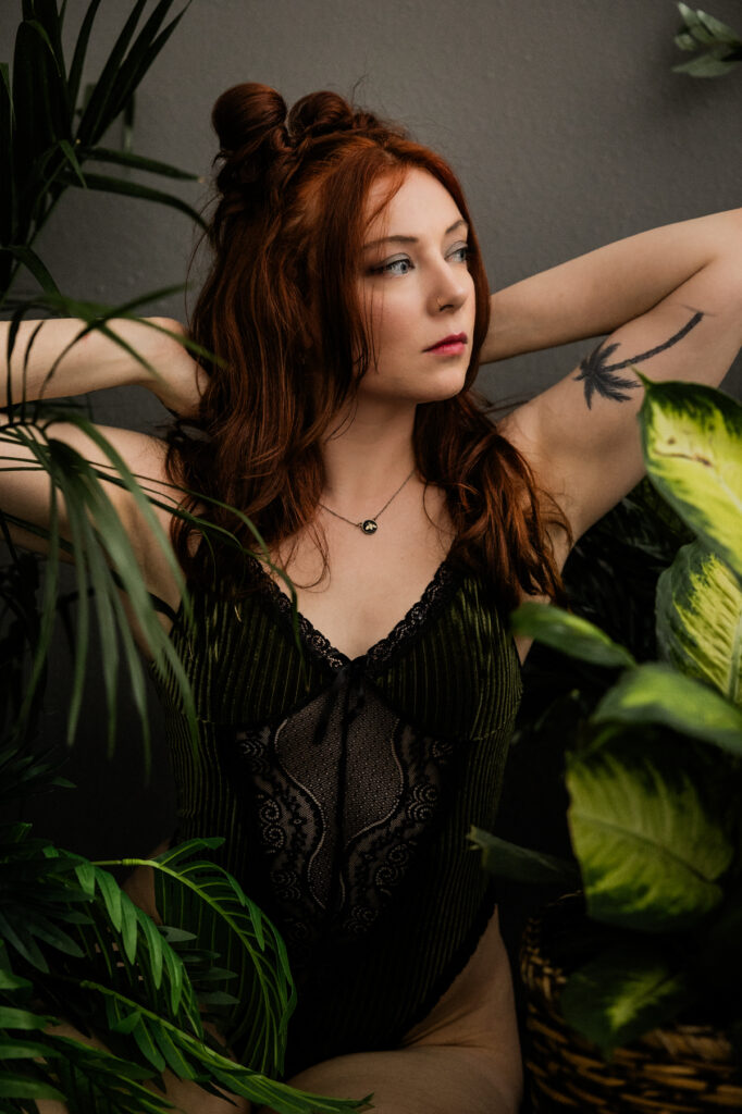 boudoir image with plants
