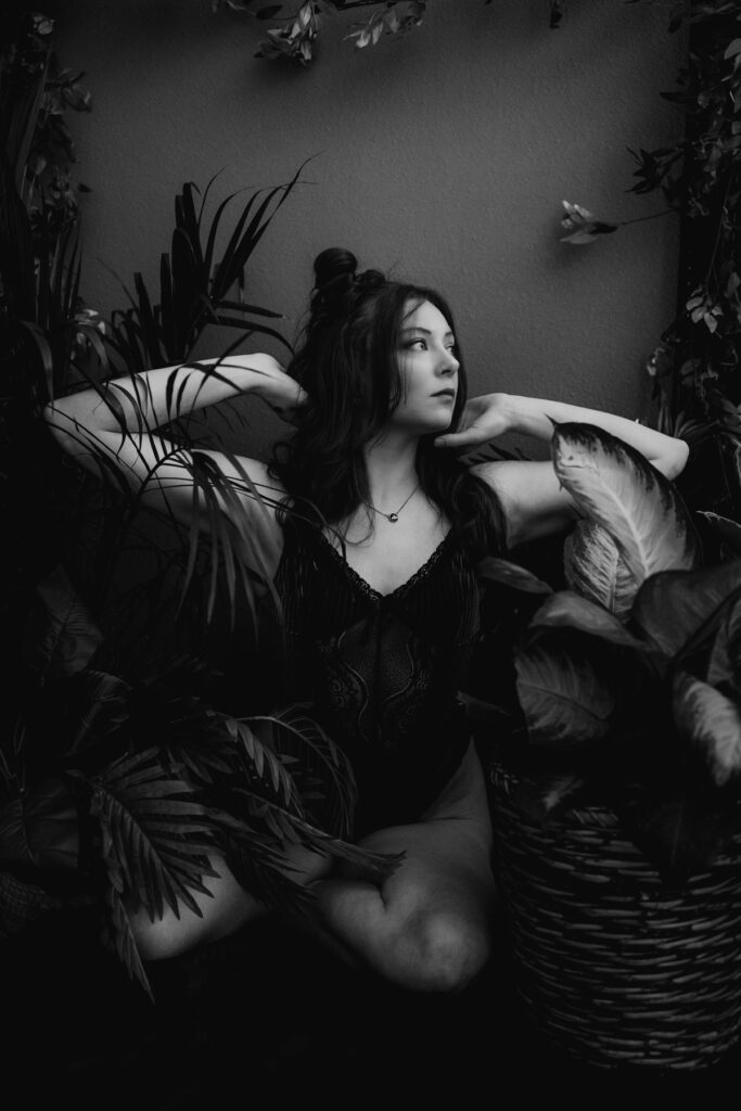 boudoir image with plants